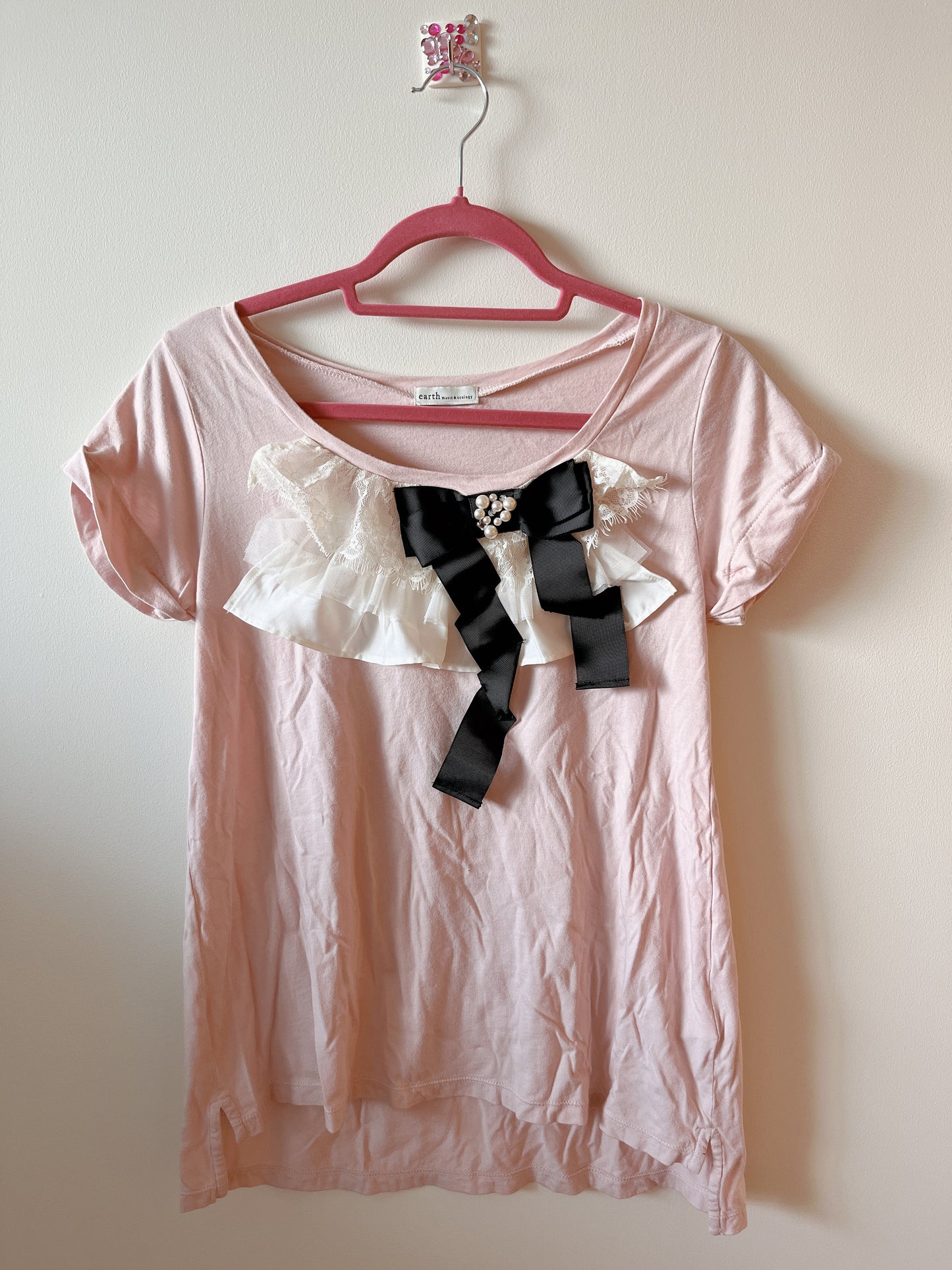 pink embellished ribbon top