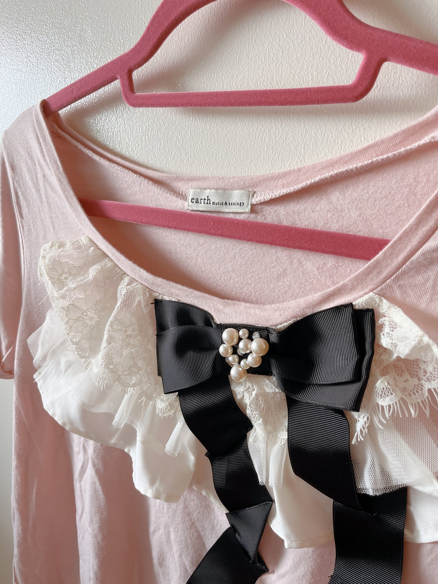 pink embellished ribbon top