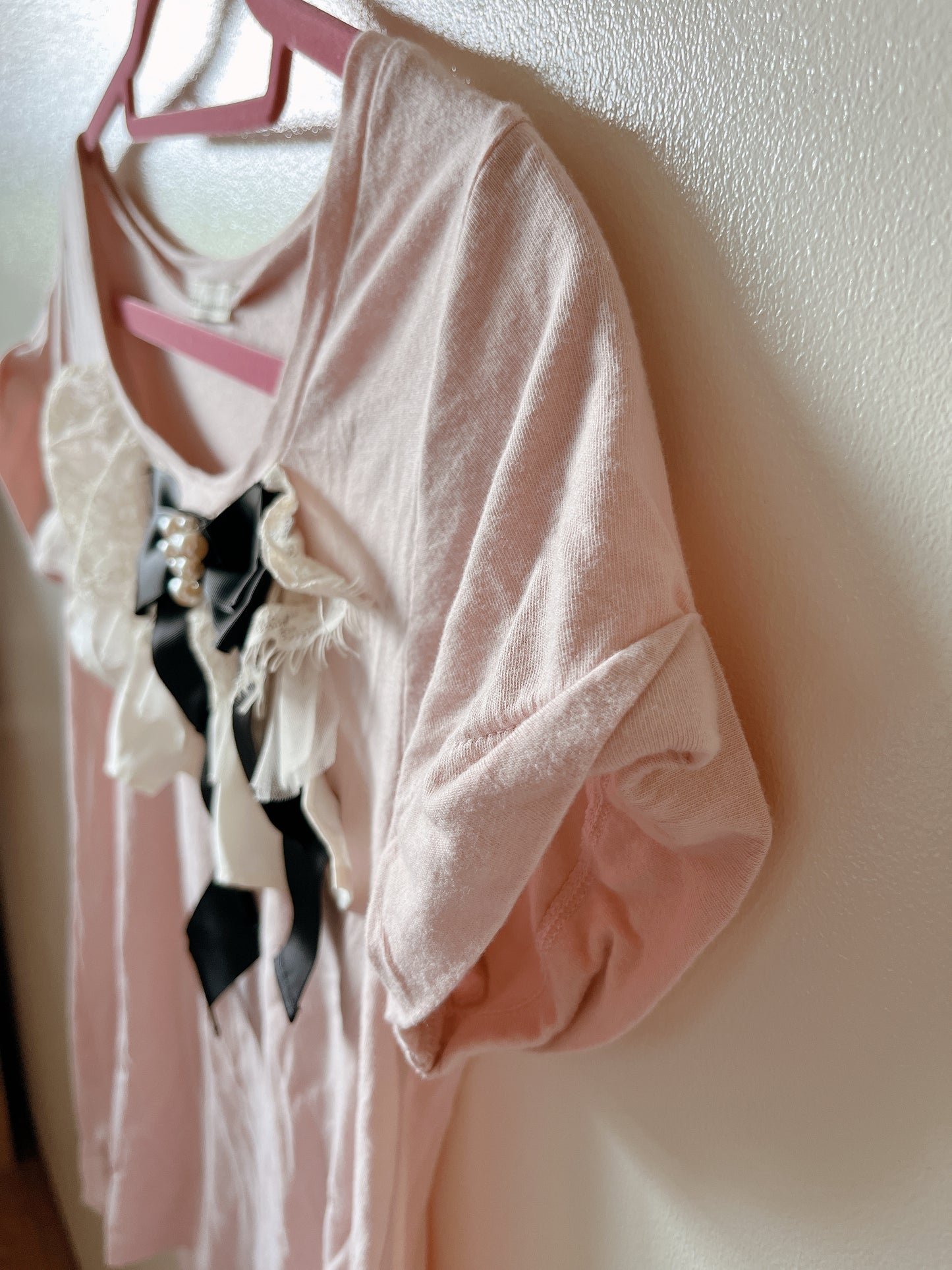 pink embellished ribbon top