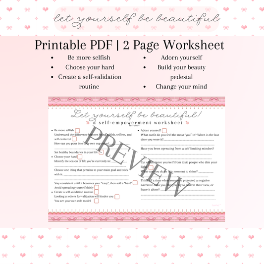 Let yourself be beautiful | Printable PDF worksheet